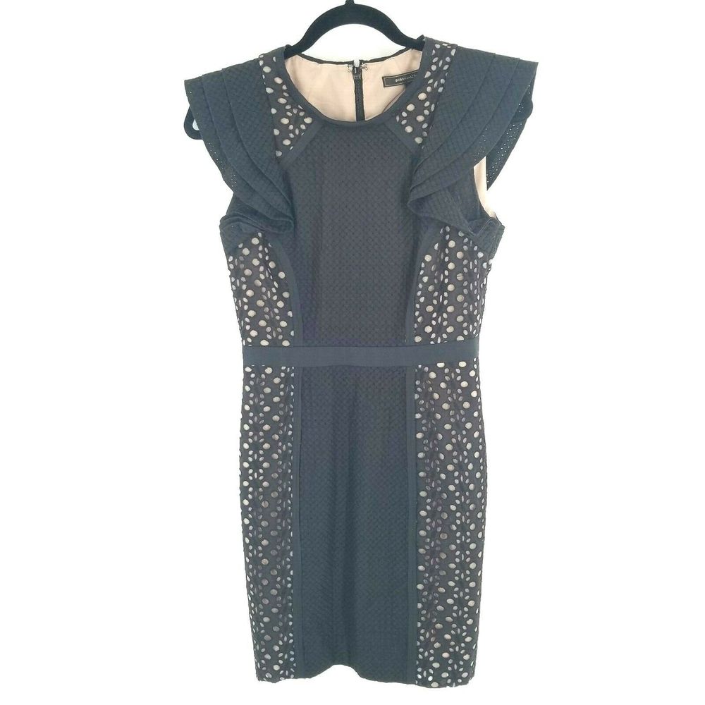 BCBG Maxazria Desirae Flutter Sleeve Eyelet Dress